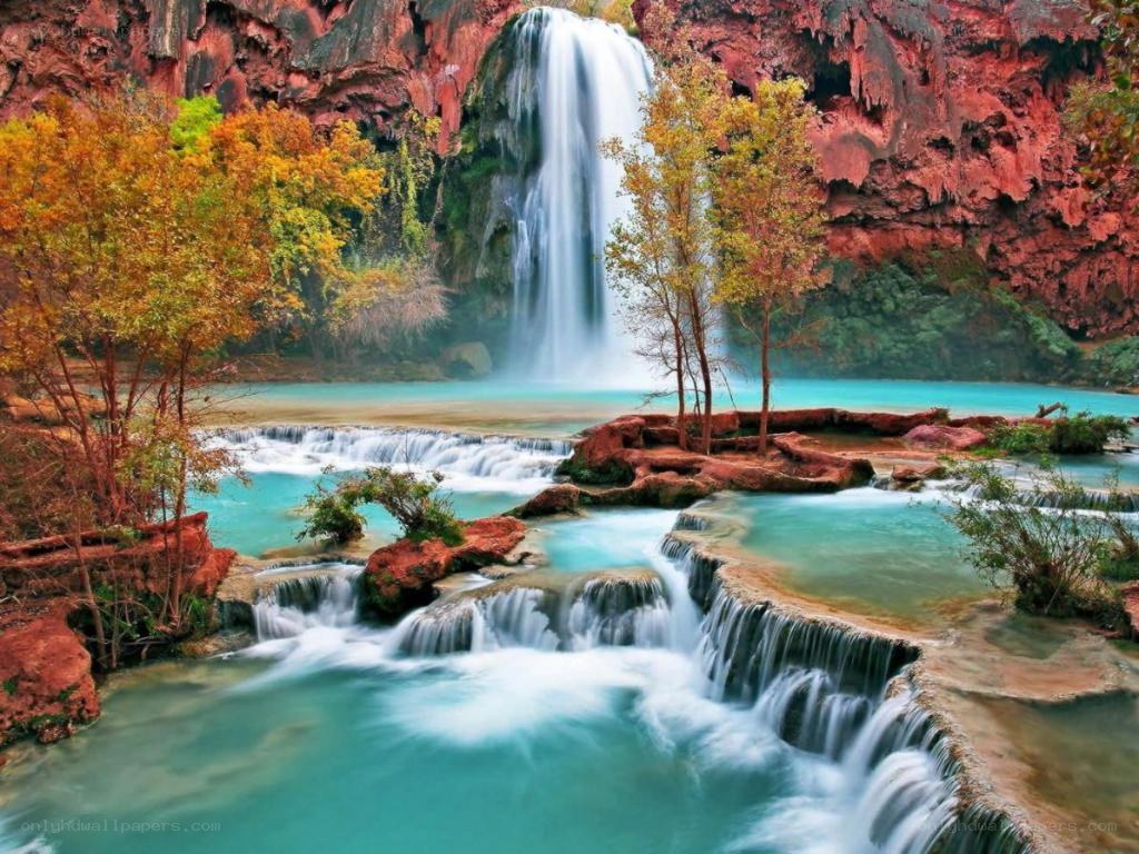 Waterfall in red canyon