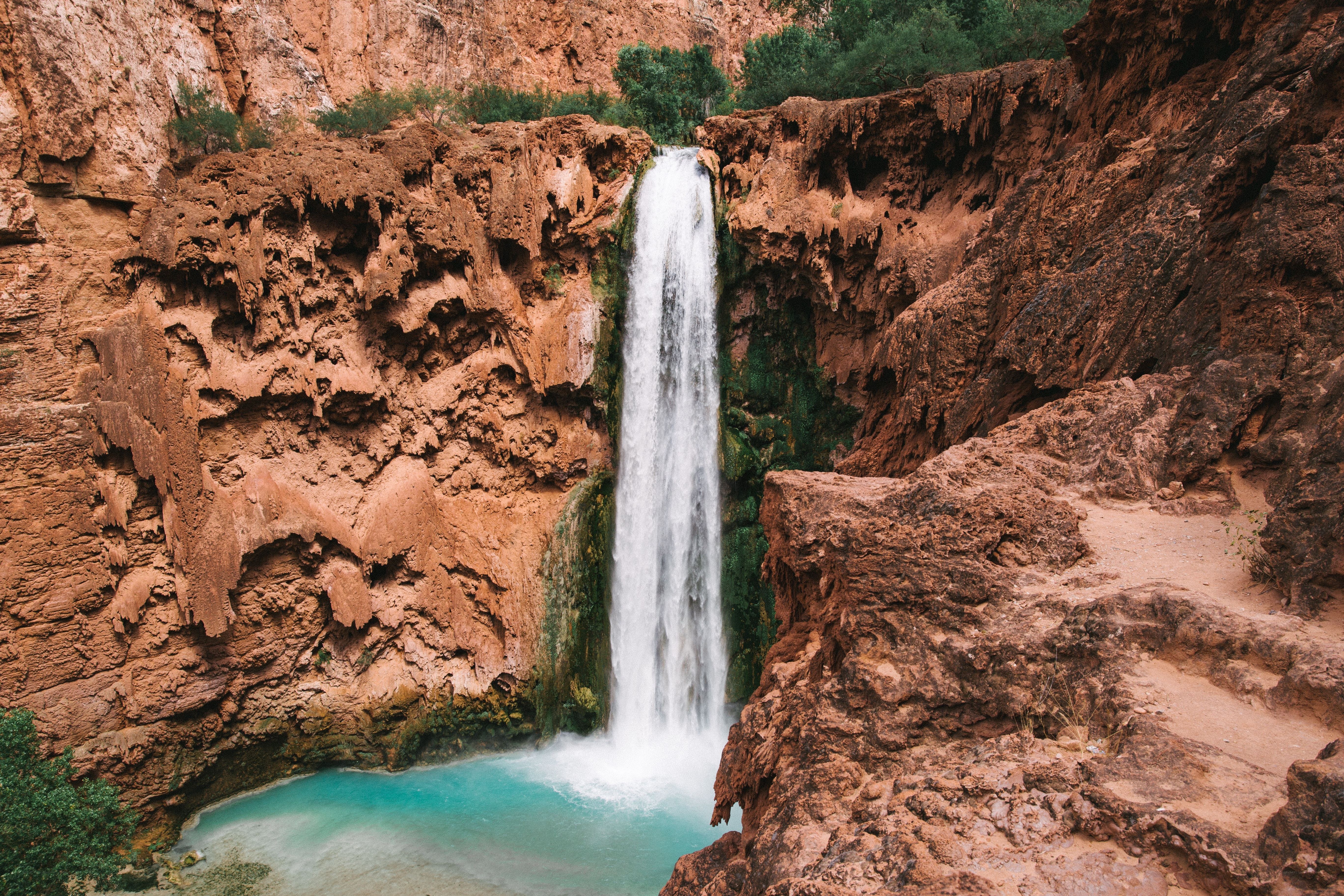 Waterfall in red canyon