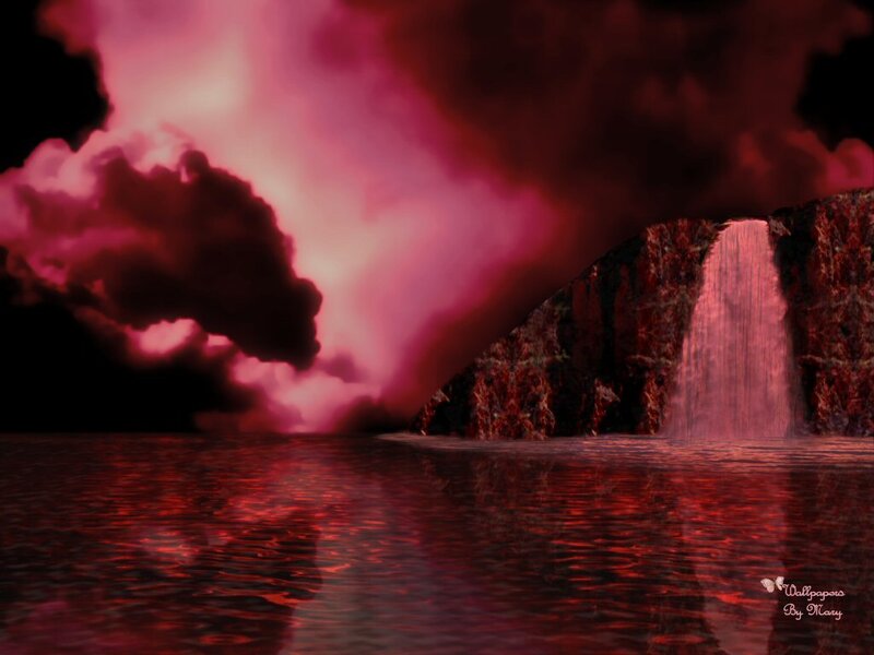 Waterfall in Red Landscape