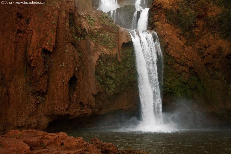 Waterfall in red rock canyon
