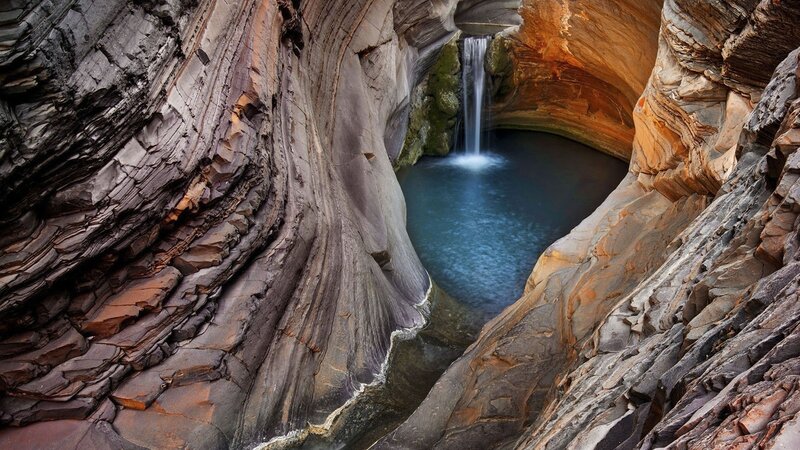 Waterfall in Rock Canyon — Blue, Serene