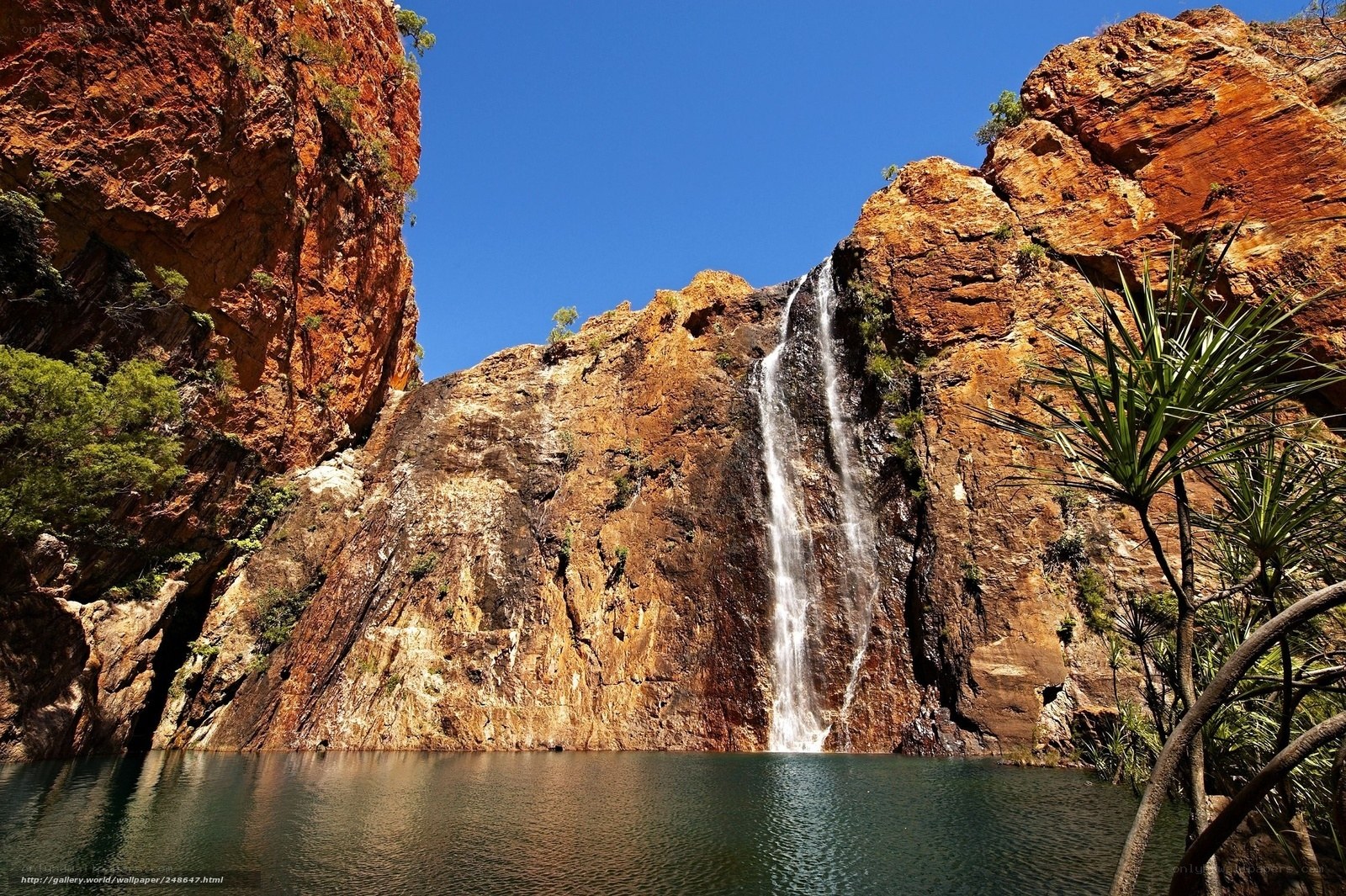 Waterfall in rocky canyon