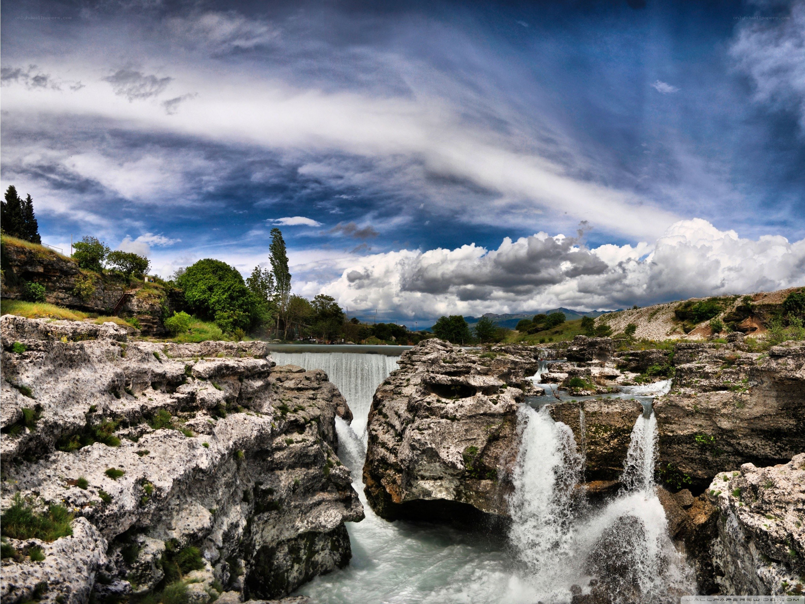Waterfall in rocky canyon