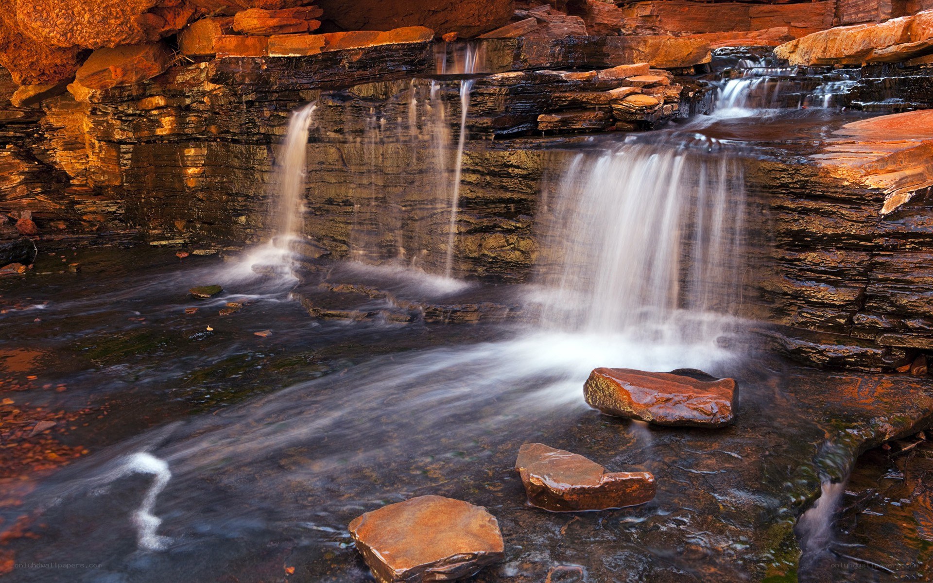 Waterfall in rocky canyon
