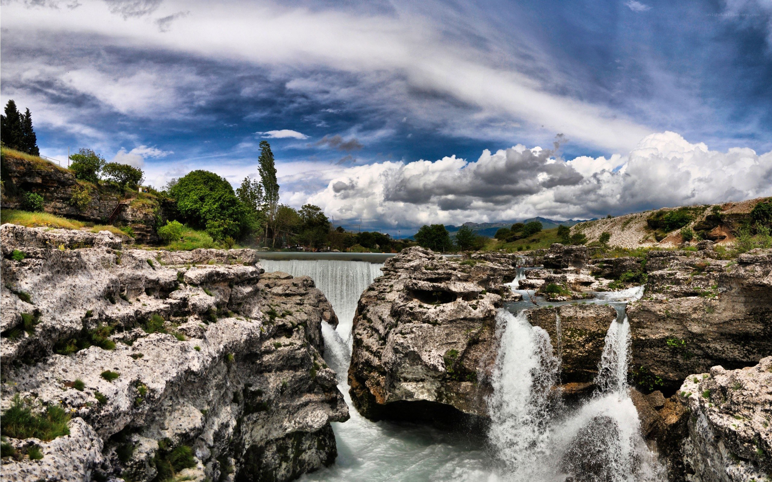 Waterfall in rocky canyon