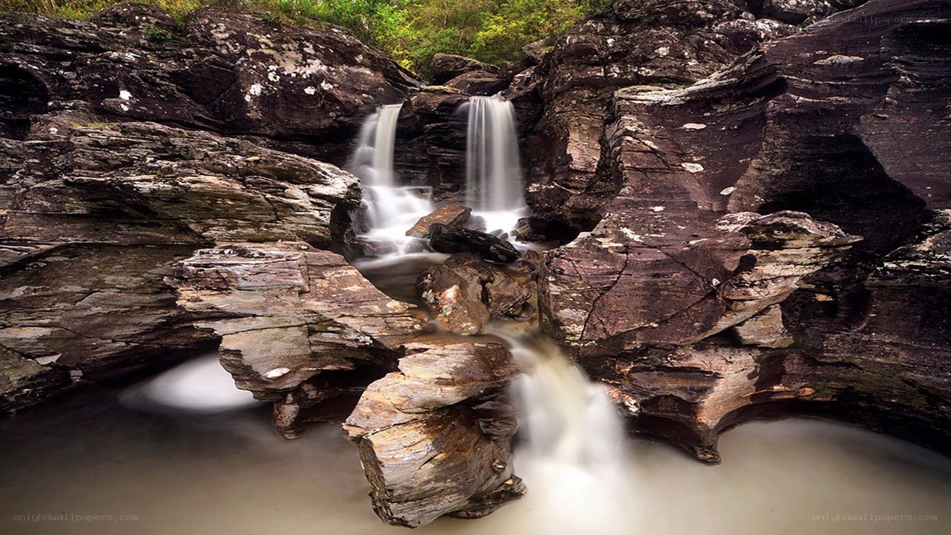 Waterfall in rocky canyon