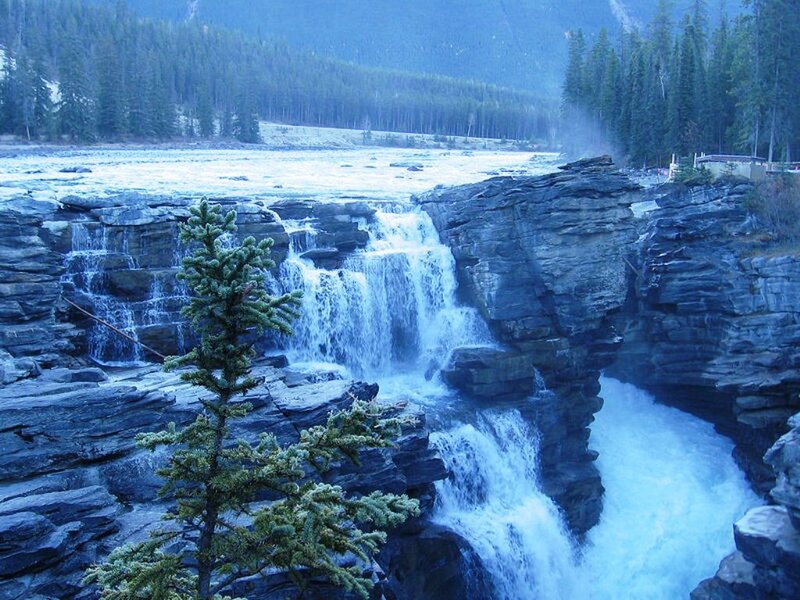 Waterfall in Rocky Canyon — Blue, Dramatic