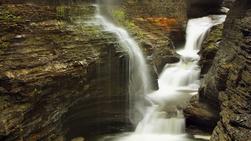 Waterfall in Rocky Canyon — Brown, Serene