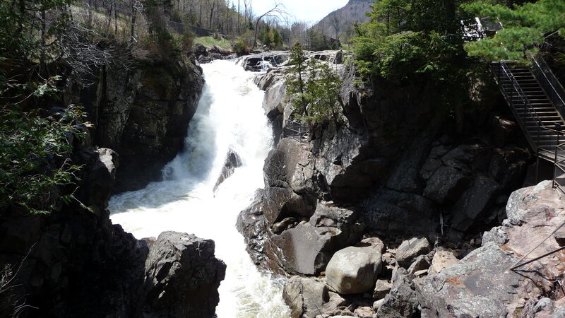 Waterfall in Rocky Canyon — Gray, Dramatic, Afternoon