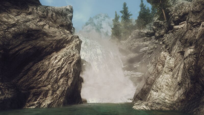 Waterfall in Rocky Canyon — Gray, Serene, Afternoon, 3d Render