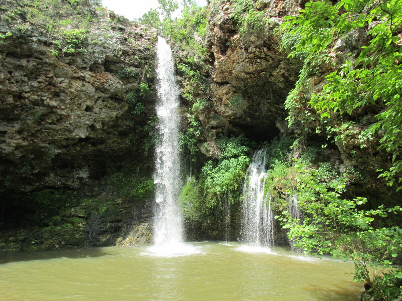 Waterfall in Rocky Canyon — Green, Serene, Afternoon, Photograph, Pool