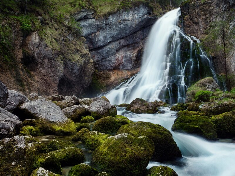 Waterfall in Rocky Canyon — Trees