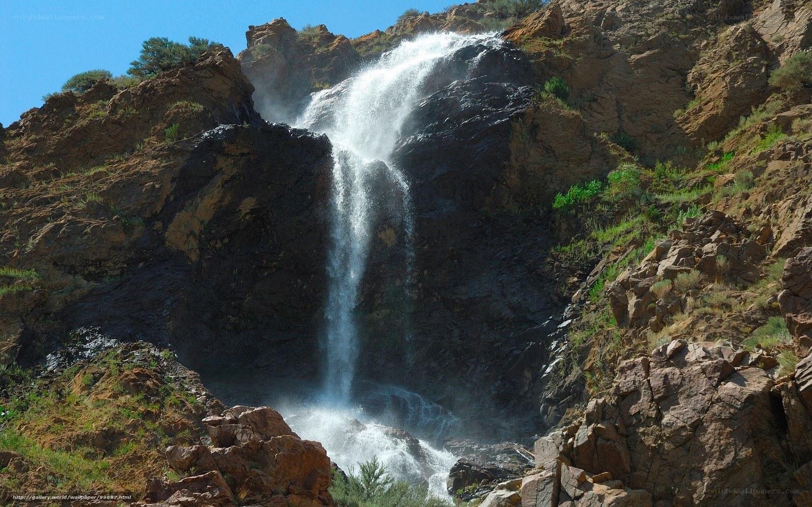 Waterfall in rocky canyon