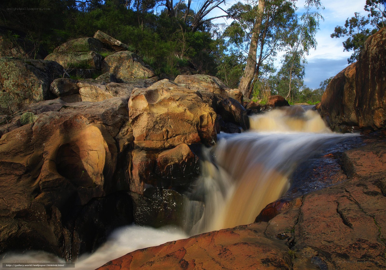 Waterfall in rocky forest
