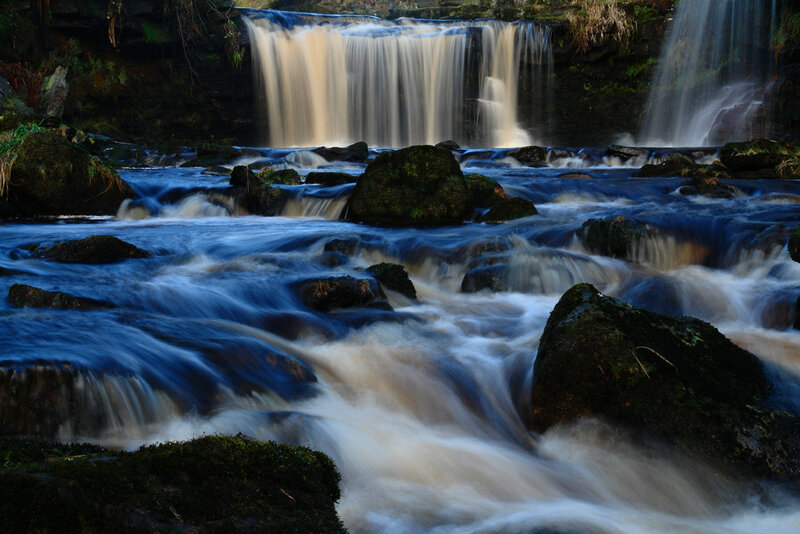 Waterfall in Rocky Stream — Blue