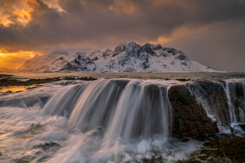 Waterfall in Snowy Mountains