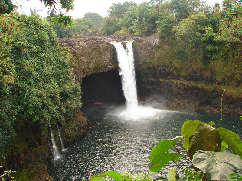 Waterfall in Tropical Forest — Green, Serene