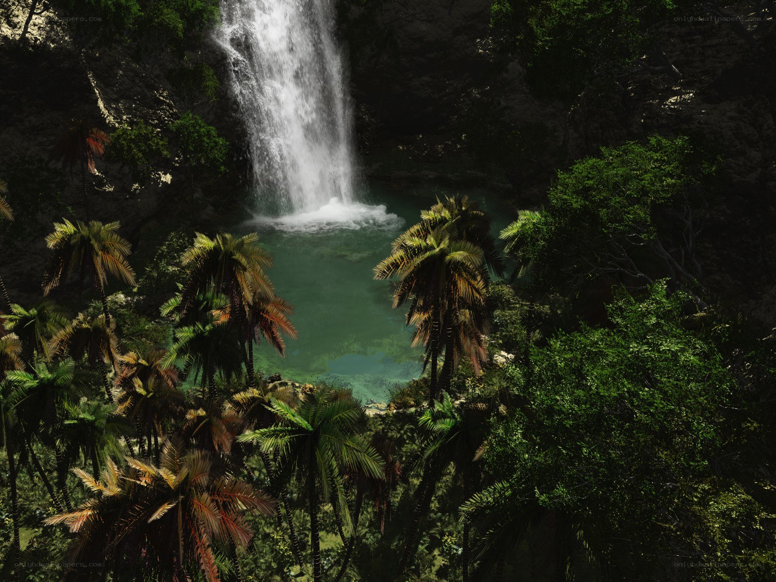 Waterfall in tropical jungle
