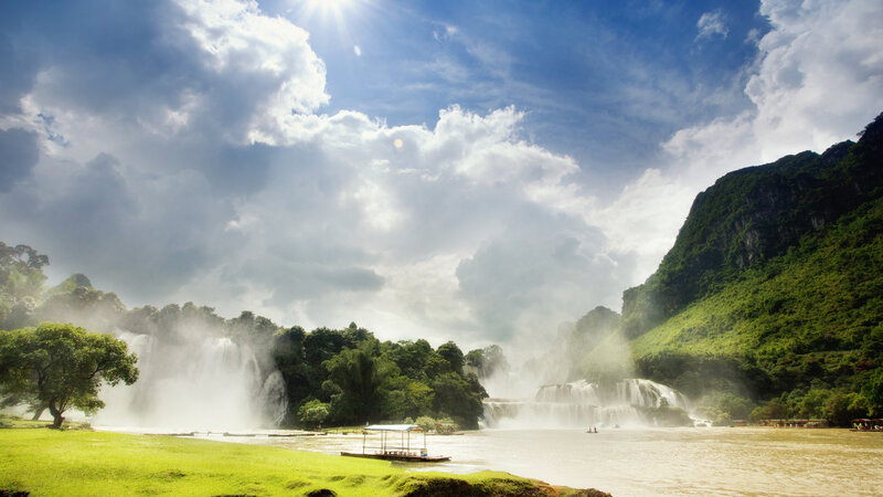 Waterfall in Tropical Valley