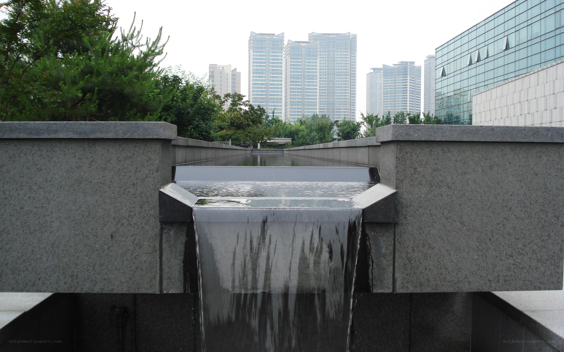 Waterfall in urban park