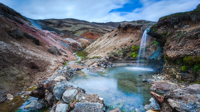 Waterfall in Volcanic Valley