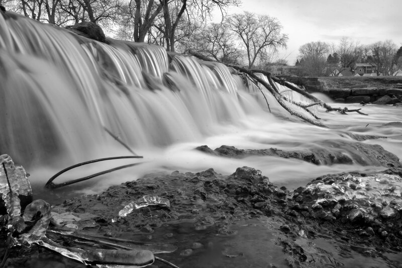 Waterfall in Winter — Black, Serene