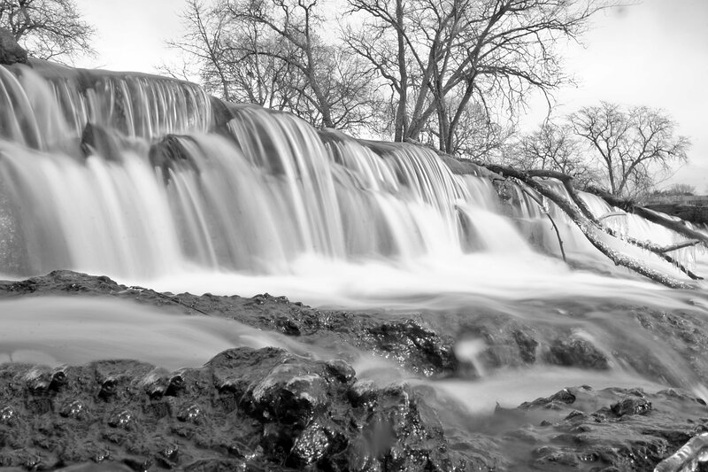 Waterfall in Winter — Black