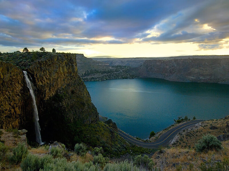 Waterfall into Lake