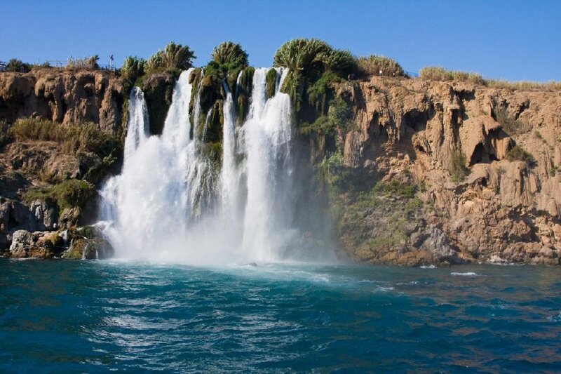 Waterfall into Sea — Blue, Serene