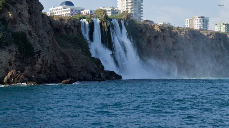 Waterfall into Sea — Blue