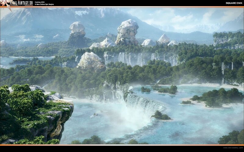 Waterfall Landscape — Green