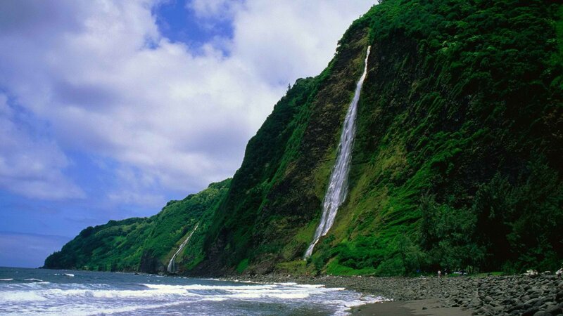 Waterfall on a lush cliffside