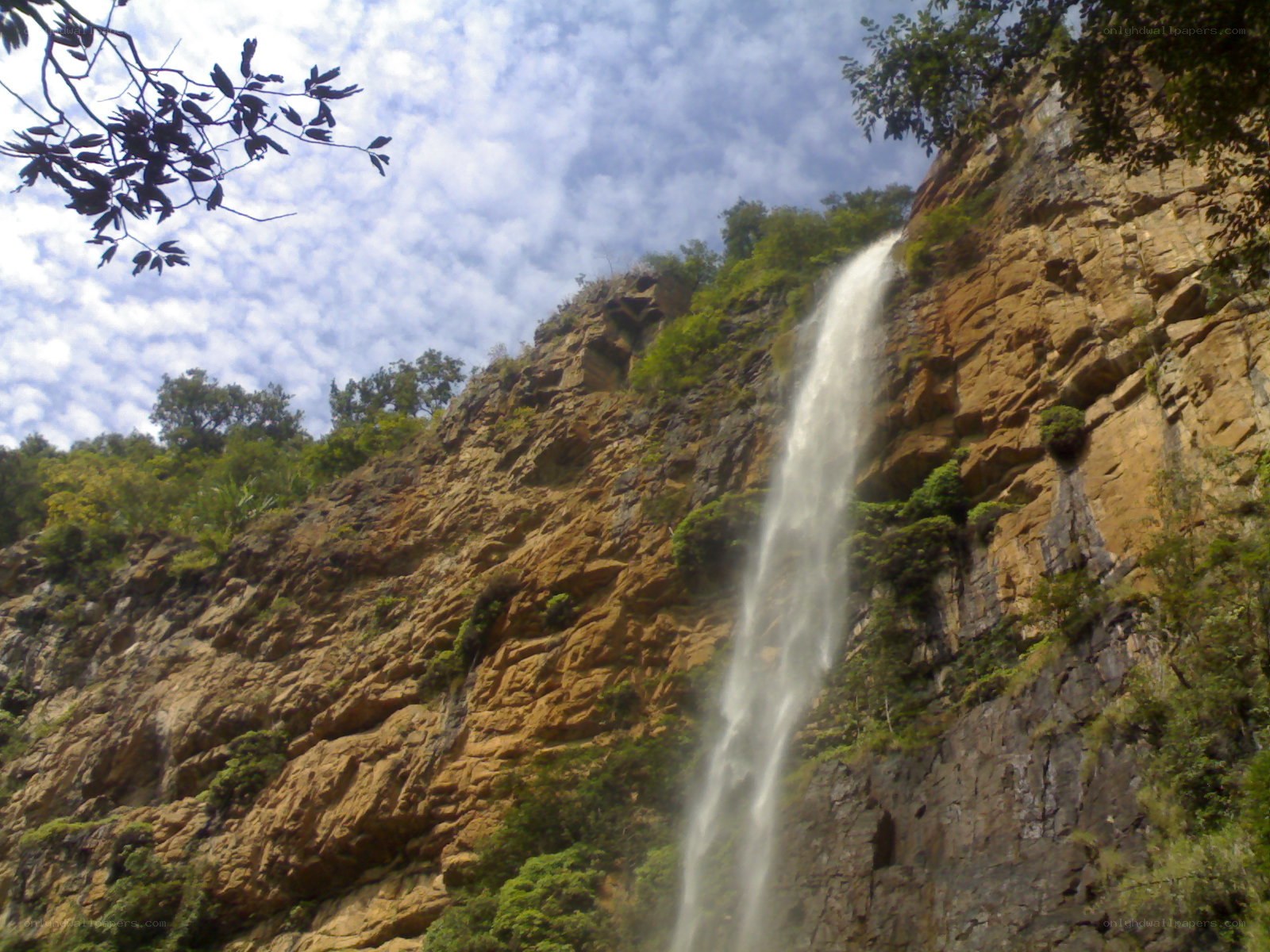 Waterfall on a rocky cliff