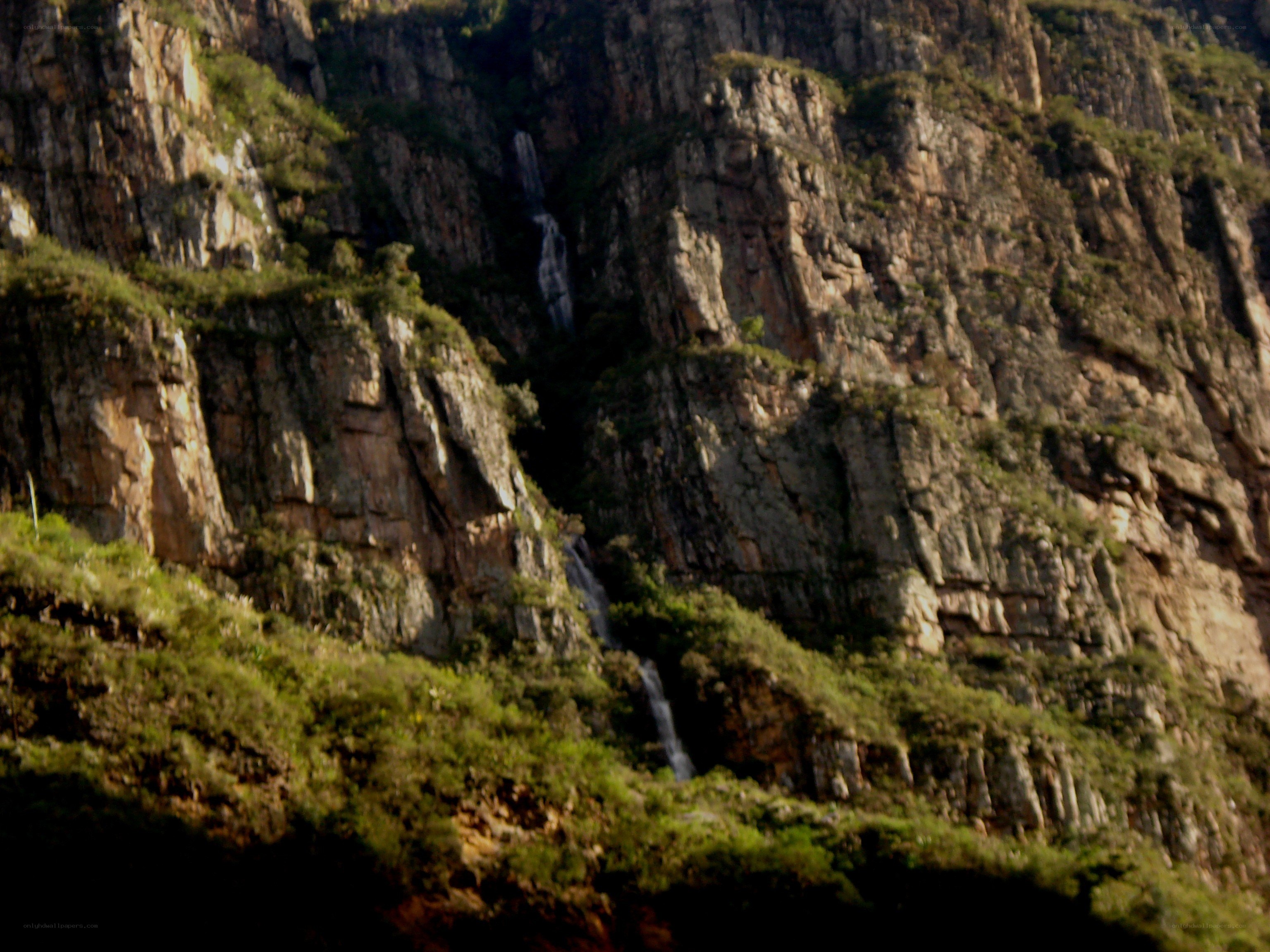 Waterfall on a rocky cliff