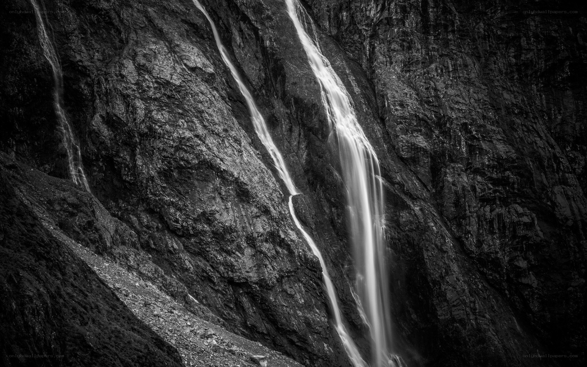 Waterfall on a rocky cliff