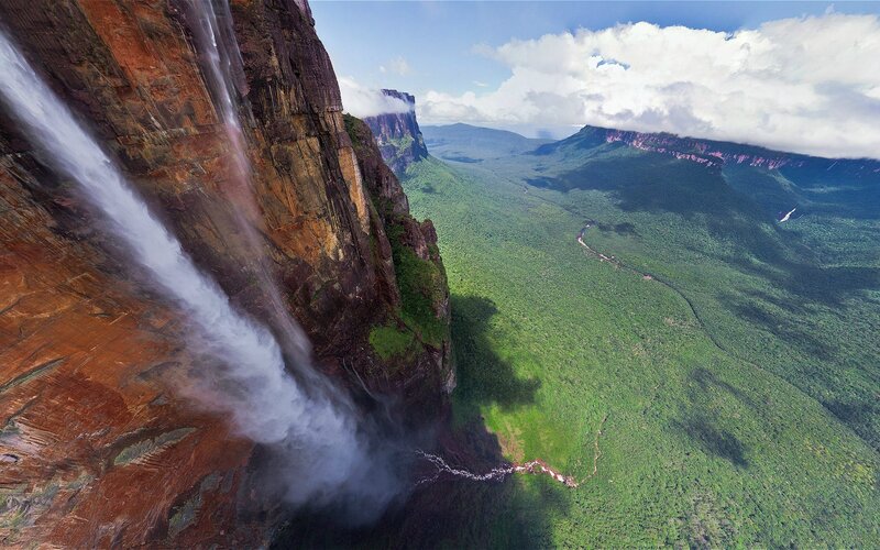Waterfall on a steep cliff