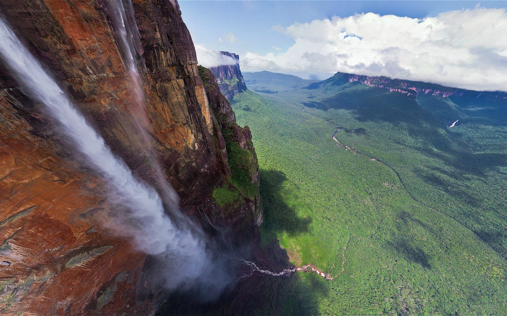Waterfall on a steep cliff