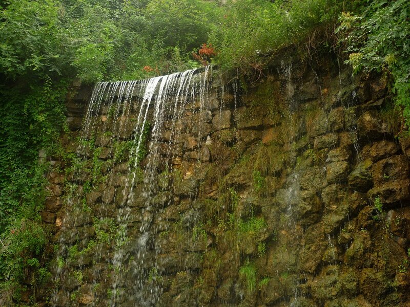 Waterfall on a stone wall