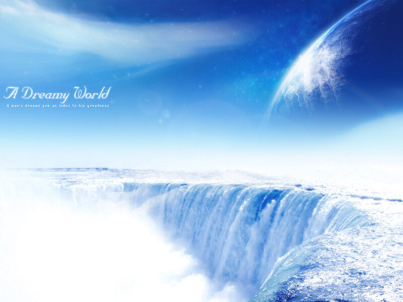Waterfall on Alien Planet — Blue, Serene