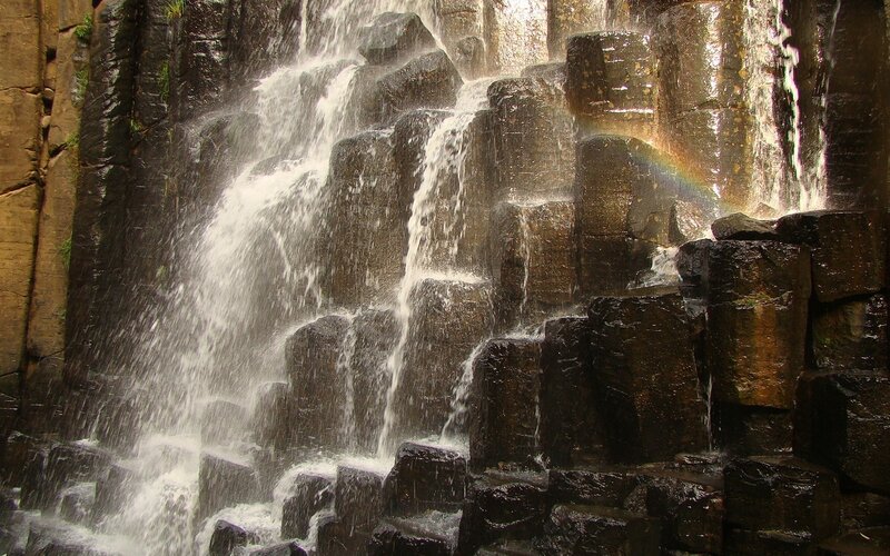 Waterfall on basalt columns