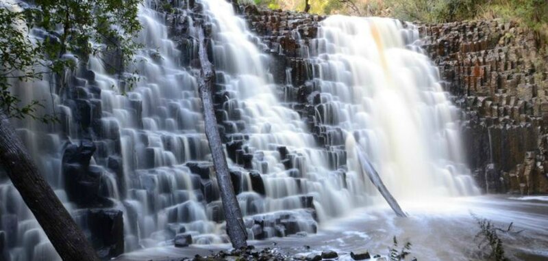 Waterfall on Basalt Columns — White, Serene