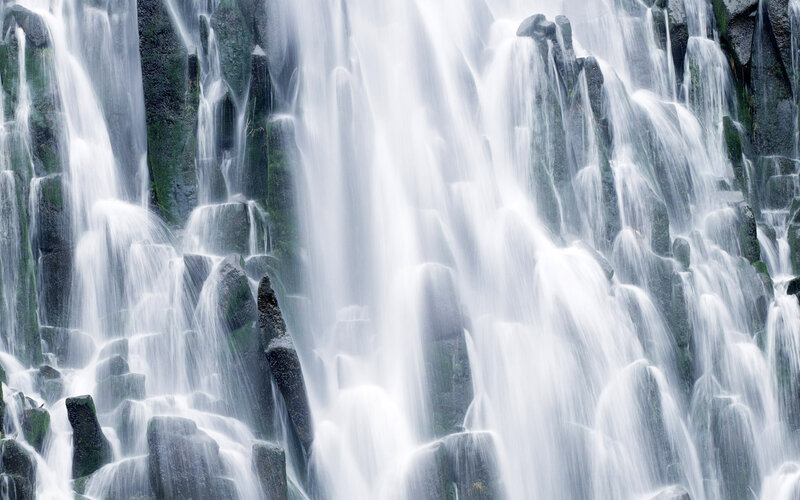 Waterfall on Basalt Columns — White