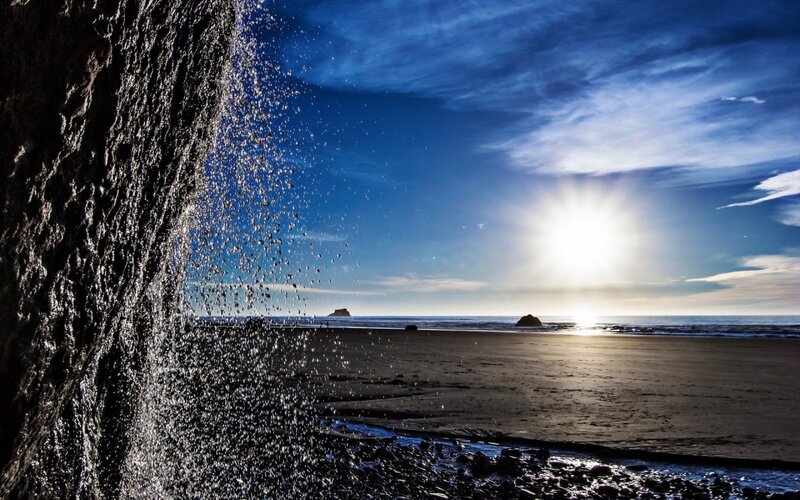 Waterfall on Beach