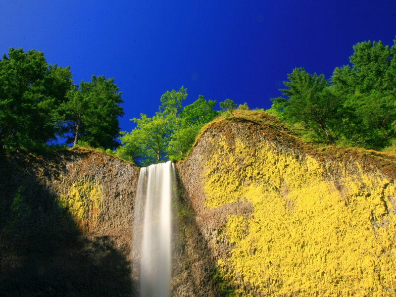 Waterfall on Cliff — Blue, Dramatic