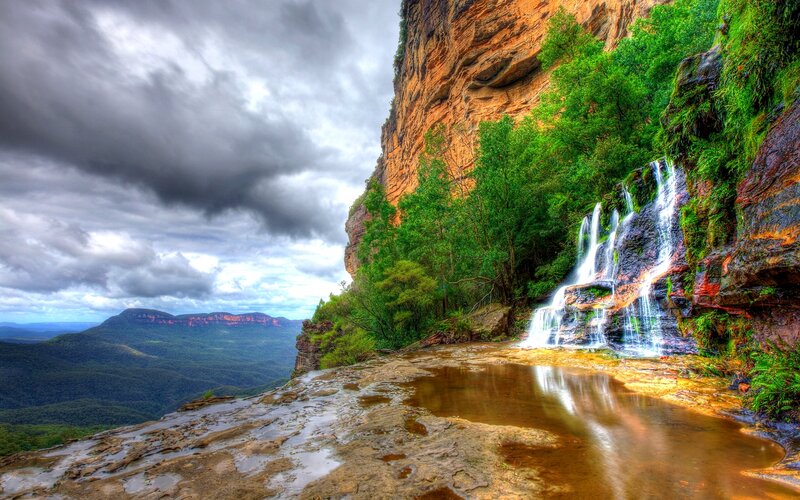 Waterfall on Cliff Face