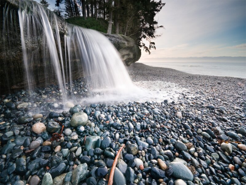 Waterfall on Pebble Beach