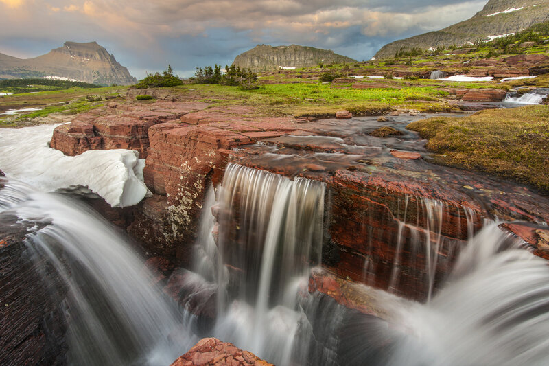 Waterfall on Red Rocks — Dramatic