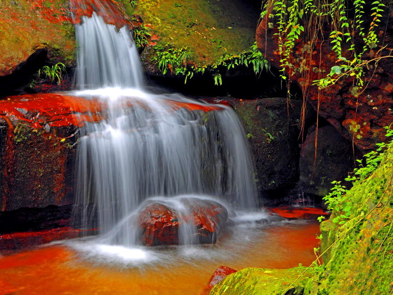 Waterfall on Red Rocks — Serene