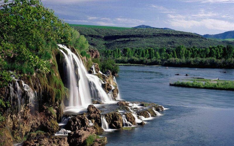 Waterfall on Riverbank