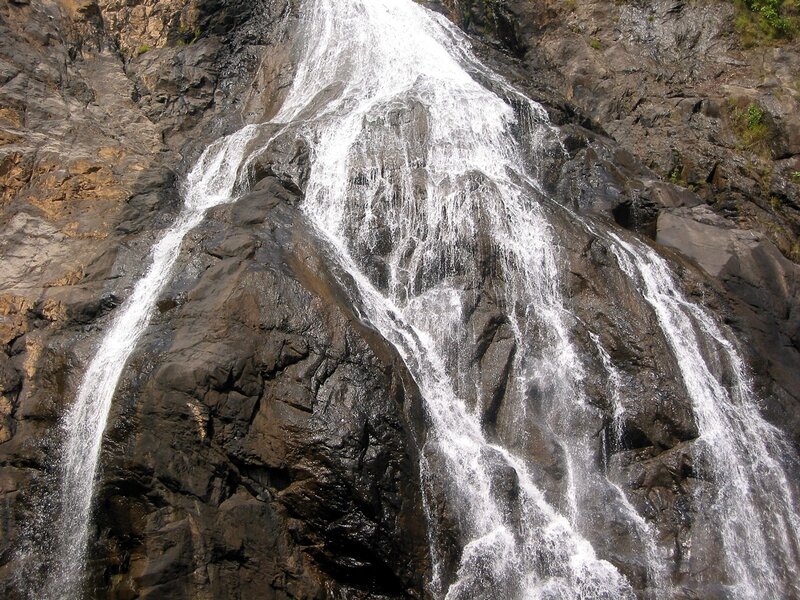 Waterfall on Rock Face — Gray, Natural